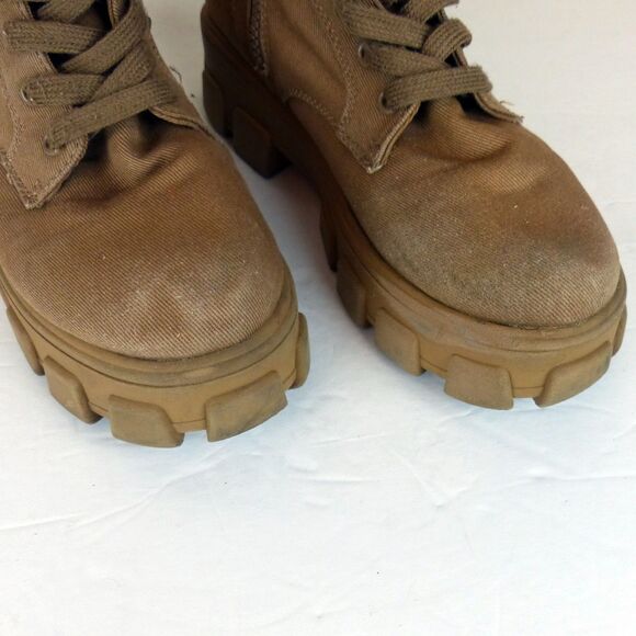 Circus Sam Edelman Boots Womens 8 Brown Dane Canvas Chunky Lug-Sole Combat - Picture 7 of 15